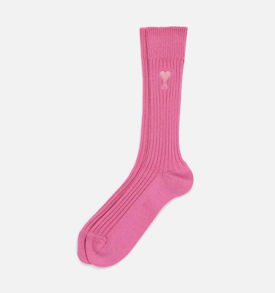 Ami Paris Ami De Coeur Plain Socks Pink | ami-MY376