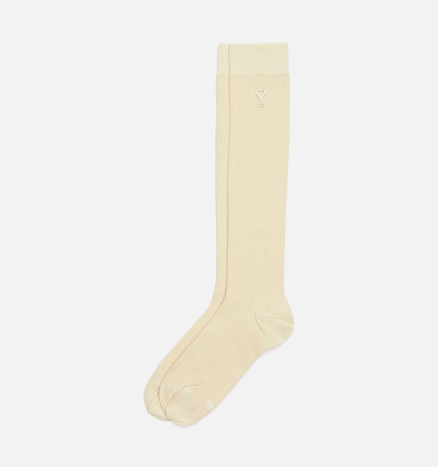 Ami Paris Ami Socks In Silk Socks Beige | ami-MY196