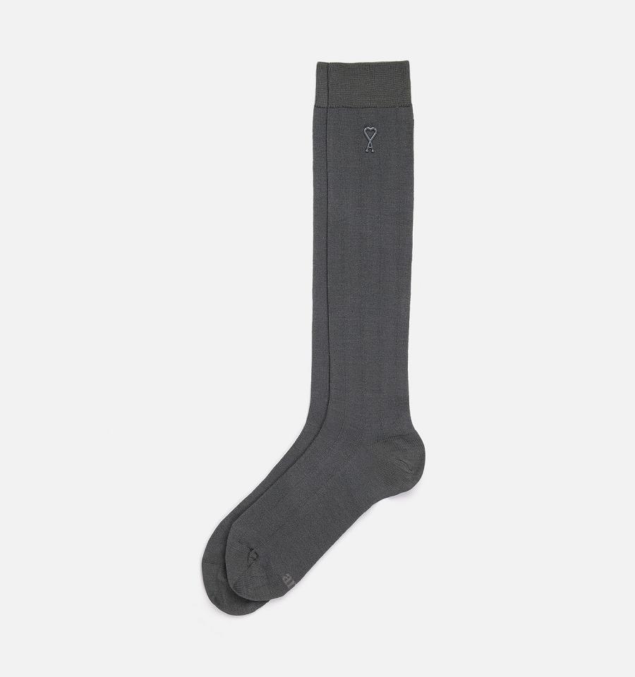 Ami Paris Ami Socks In Silk Socks Grey | ami-MY432