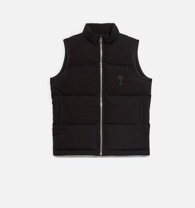 Men's Ami Paris Ami De Cœur Sleeveless Down Jackets Black | ami-MY301