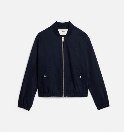 Men's Ami Paris Ami de Coeur Bomber Jackets Navy | ami-MY599