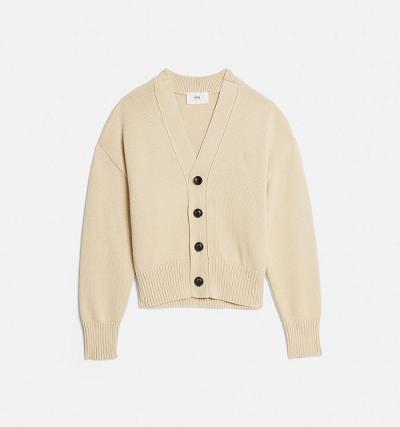 Men's Ami Paris Ami de Coeur Cardigans Beige | ami-MY138