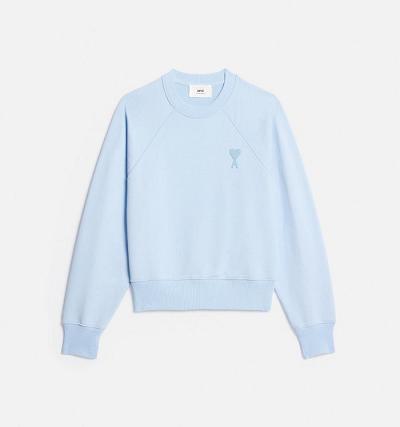 Men's Ami Paris Ami de Coeur Crewneck Sweatshirts Blue | ami-MY102