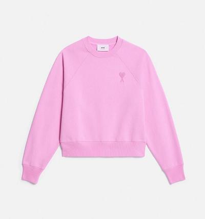 Men's Ami Paris Ami de Coeur Crewneck Sweatshirts Pink | ami-MY118