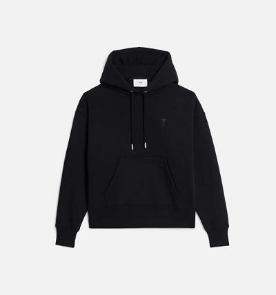 Men's Ami Paris Ami de Coeur Hoodies Black | ami-MY170