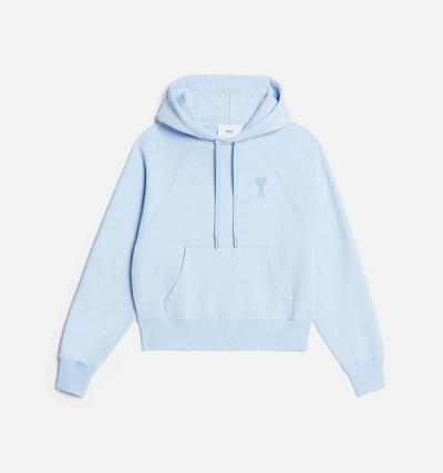 Men's Ami Paris Ami de Coeur Hoodies Blue | ami-MY392