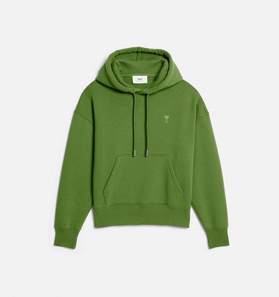 Men's Ami Paris Ami de Coeur Hoodies Green | ami-MY481