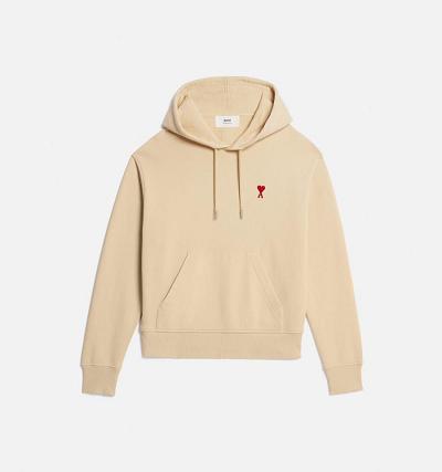 Men's Ami Paris Ami de Coeur Hoodies Khaki | ami-MY455