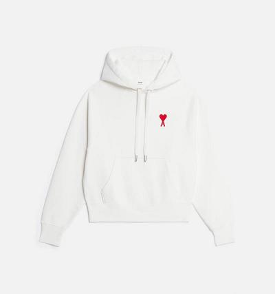 Men's Ami Paris Ami de Coeur Hoodies White | ami-MY532