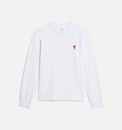 Men's Ami Paris Ami de Coeur Long Sleeves T Shirts White | ami-MY406