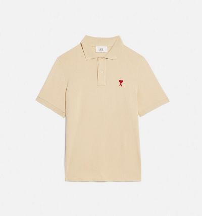 Men's Ami Paris Ami de Coeur Polo Polo Shirts Khaki | ami-MY280