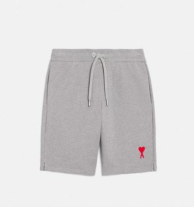 Men's Ami Paris Ami de Coeur Shorts Grey | ami-MY440