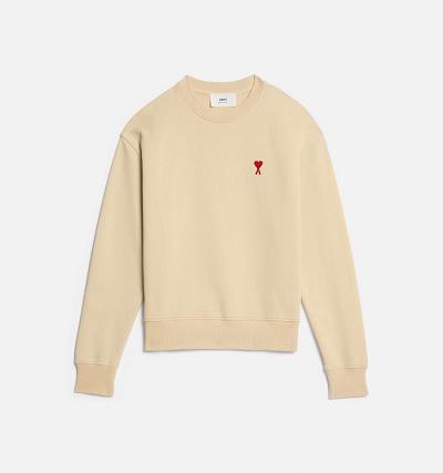 Men's Ami Paris Ami de Coeur Sweatshirts Khaki | ami-MY307