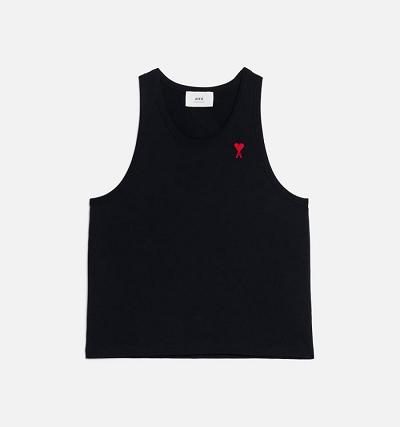 Men's Ami Paris Ami de Coeur Tanks Black | ami-MY409