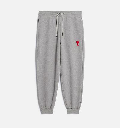 Men's Ami Paris Ami de Coeur Track Pants Grey | ami-MY445