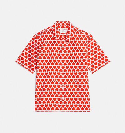 Men's Ami Paris Camp Collar Shirts Red | ami-MY238