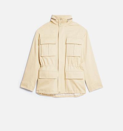 Men's Ami Paris Patched Pockets Jackets Beige | ami-MY166