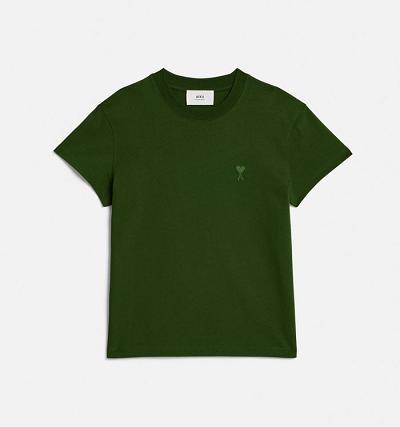 Men's Ami Paris Tonal Ami de Coeur T Shirts Green | ami-MY437