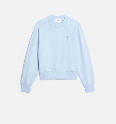 Women's Ami Paris Ami de Coeur Crewneck Sweatshirts Blue | ami-MY188