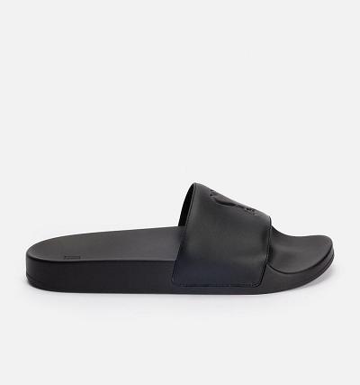 Women's Ami Paris Ami de Coeur Slides Black | ami-MY314