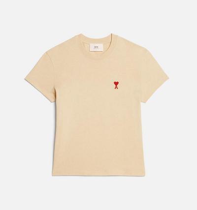 Women's Ami Paris Ami de Coeur T Shirts Beige | ami-MY202