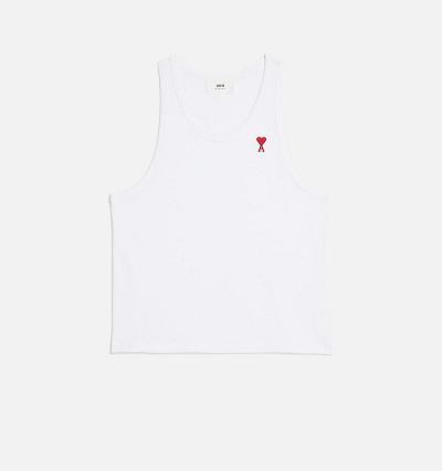 Women's Ami Paris Ami de Coeur Tanks White | ami-MY370