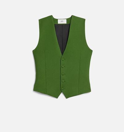 Women's Ami Paris Fitted Sleeveless Jackets Green | ami-MY332