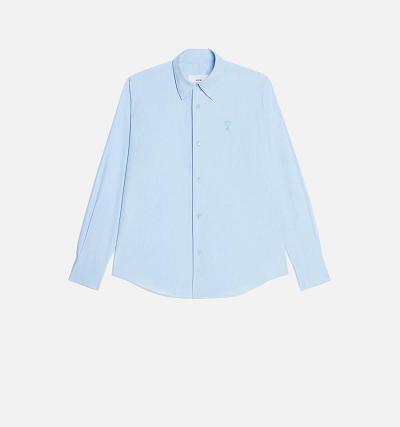 Women's Ami Paris Tonal Ami de Coeur Shirts Blue | ami-MY228