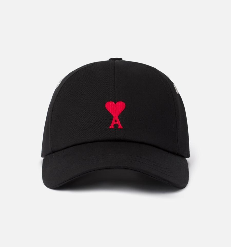 Ami Paris Ami De Coeur Embroidery Caps Black | ami-MY216