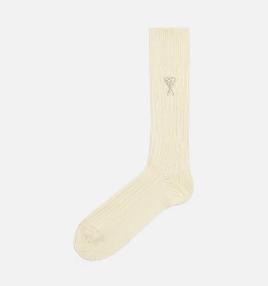 Ami Paris Ami De Coeur Plain Socks Beige | ami-MY547