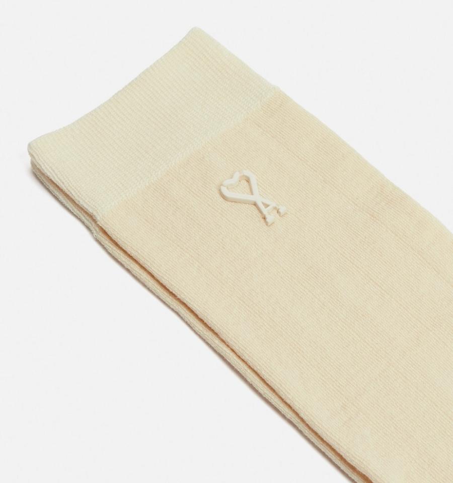 Ami Paris Ami Socks In Silk Socks Beige | ami-MY196