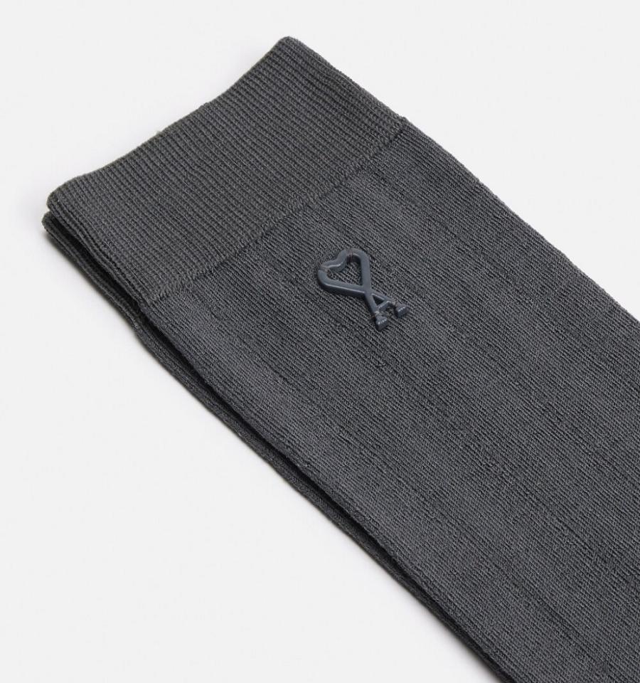 Ami Paris Ami Socks In Silk Socks Grey | ami-MY432