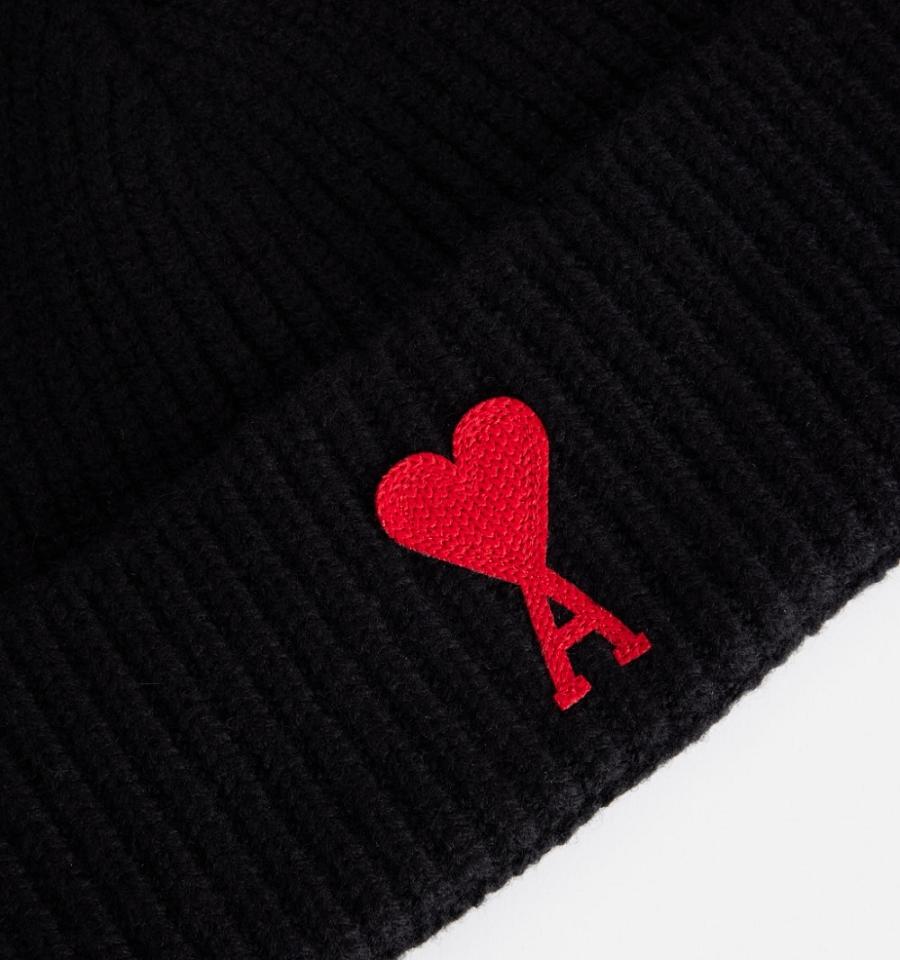 Ami Paris Ami de Coeur Beanies Black | ami-MY514