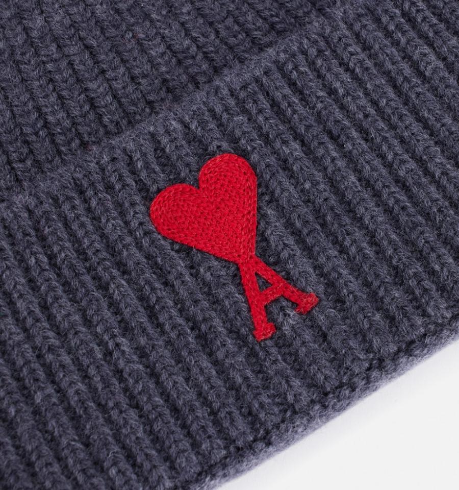 Ami Paris Ami de Coeur Beanies Grey | ami-MY341