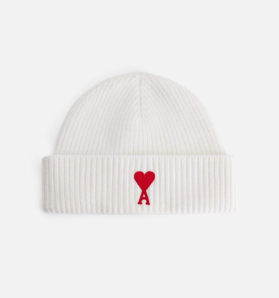 Ami Paris Ami de Coeur Beanies White | ami-MY145