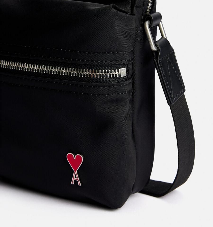 Ami Paris Ami de Coeur Crossbody Pocket Bags Black | ami-MY231