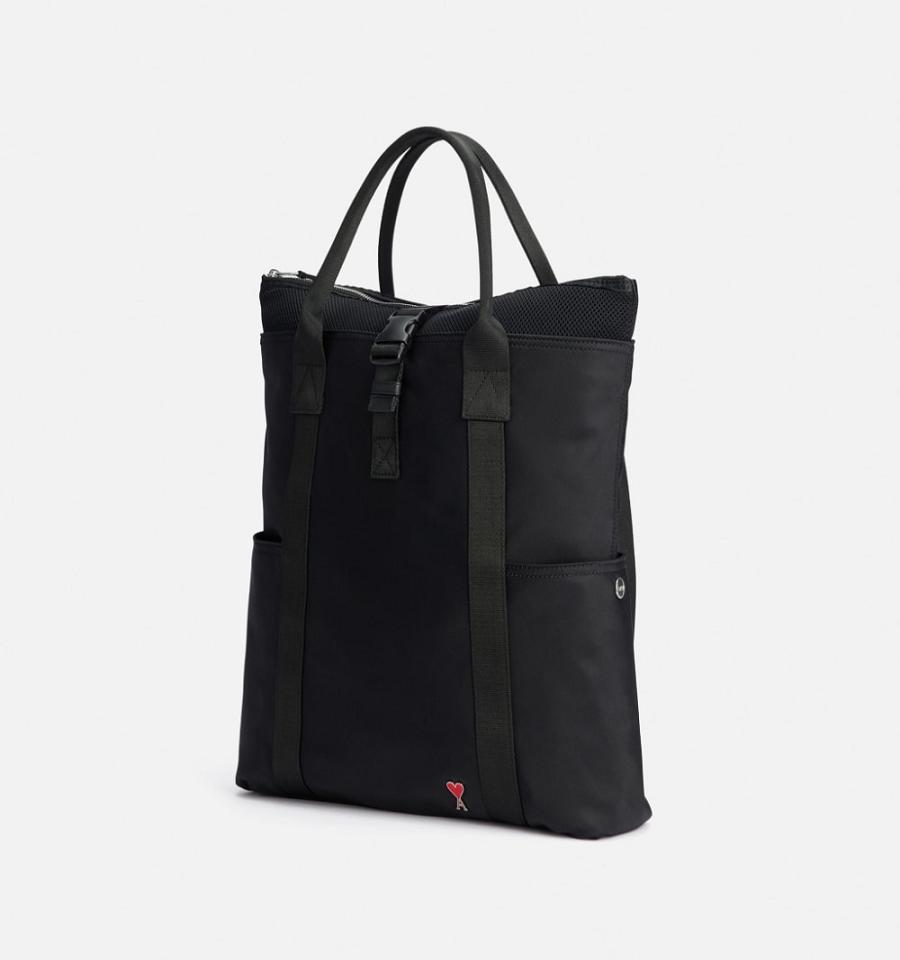 Ami Paris Ami de Coeur Hybrid Tote Backpacks Black | ami-MY321