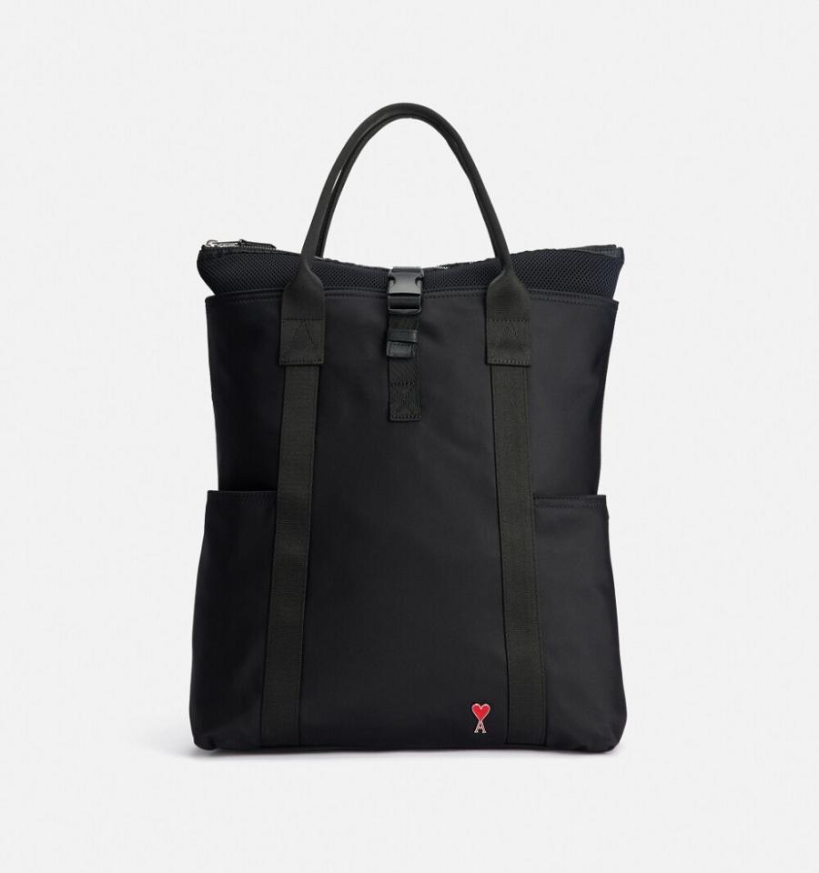 Ami Paris Ami de Coeur Hybrid Tote Backpacks Black | ami-MY321