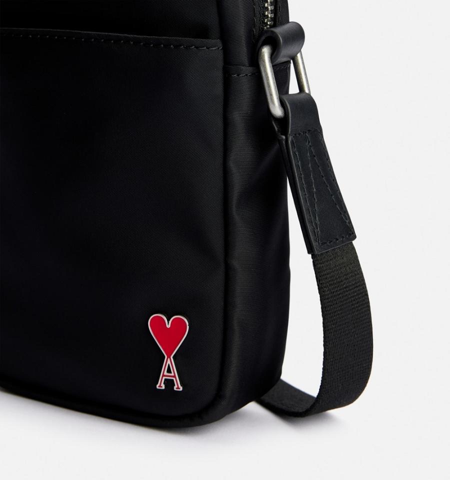 Ami Paris Ami de Coeur Phone Pouch Bags Black | ami-MY230