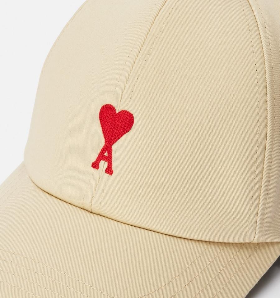 Ami Paris Red Ami de Coeur Embroidery Caps Beige | ami-MY520