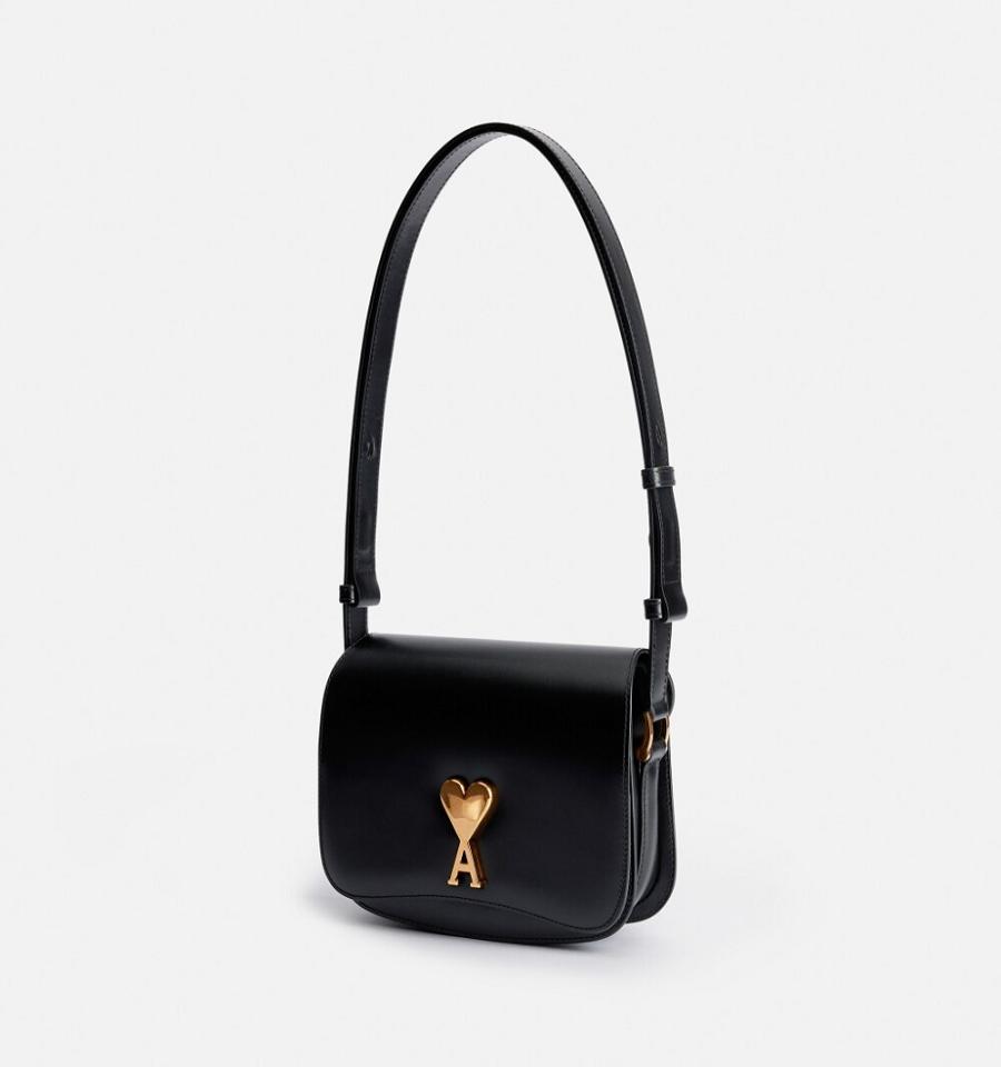 Ami Paris Small Paris Bags Black | ami-MY169