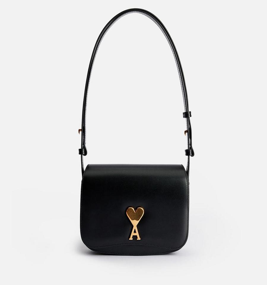 Ami Paris Small Paris Bags Black | ami-MY169