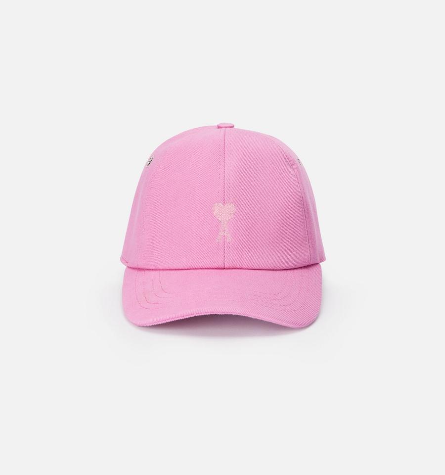 Ami Paris Tonal Ami de Coeur Embroidery Caps Pink | ami-MY276