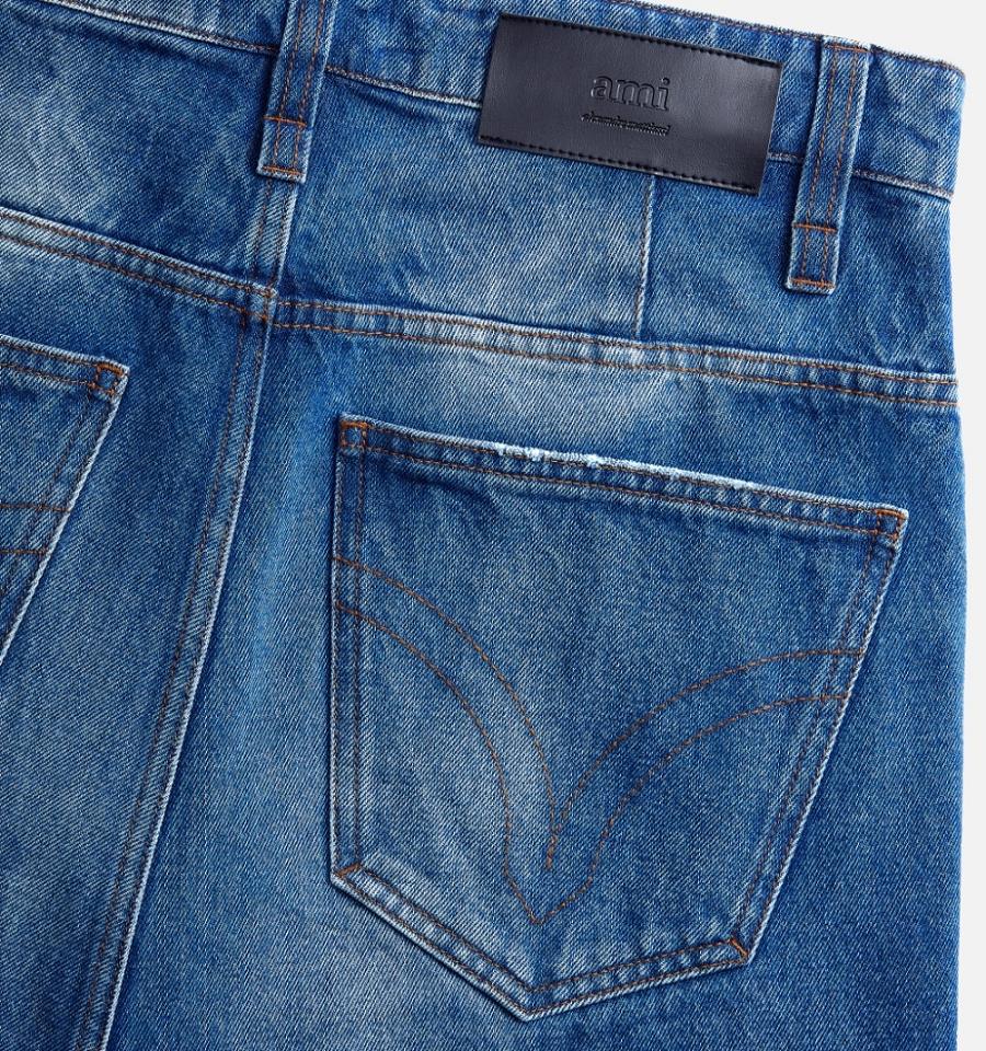 Men's Ami Paris Alex Fit Jeans Blue | ami-MY609