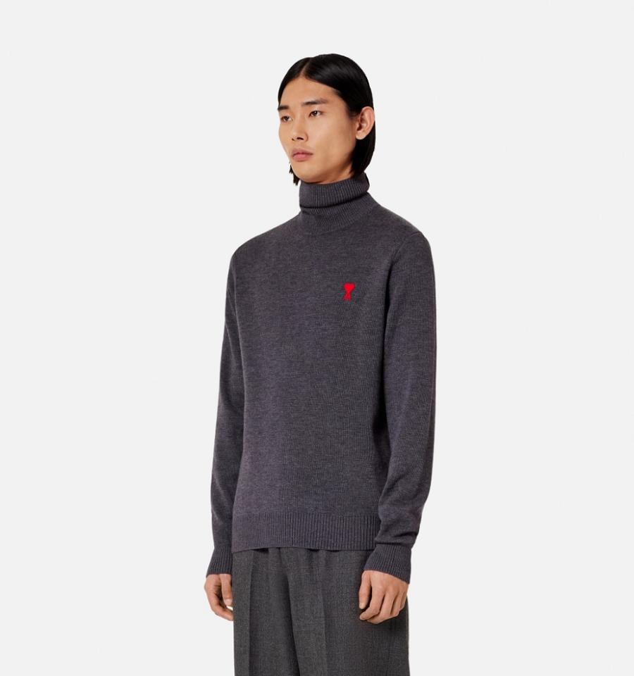 Men's Ami Paris Ami De Cœur Turtlencek Sweaters Grey | ami-MY588