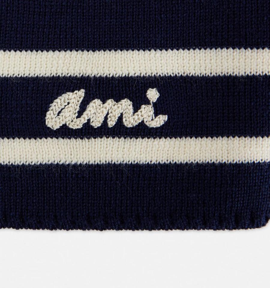 Men's Ami Paris Ami Embroidery Sleeveless Sailor Sweaters Navy | ami-MY267