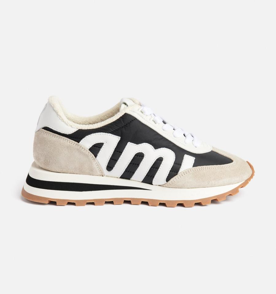 Men's Ami Paris Ami Rush Sneakers Beige / Black | ami-MY470