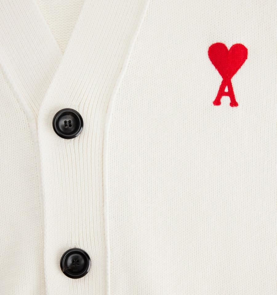 Men's Ami Paris Ami de Coeur Cardigans White | ami-MY126