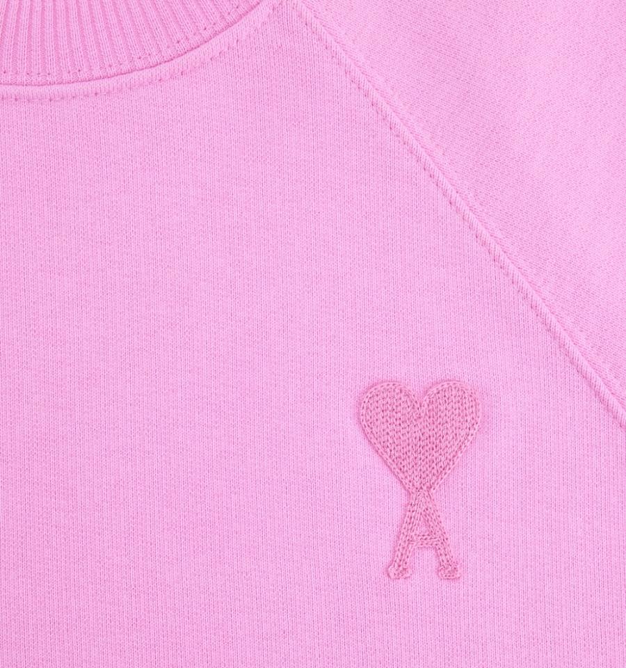 Men's Ami Paris Ami de Coeur Crewneck Sweatshirts Pink | ami-MY118