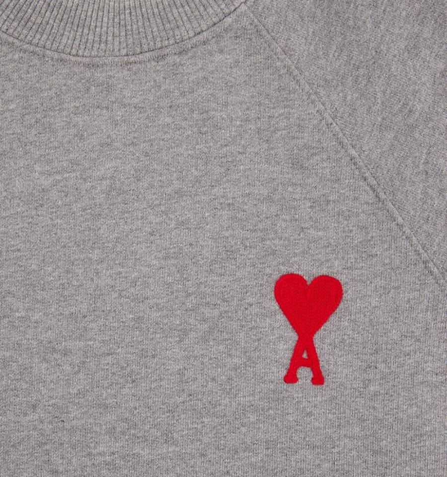 Men's Ami Paris Ami de Coeur Crewneck Sweatshirts Grey | ami-MY249